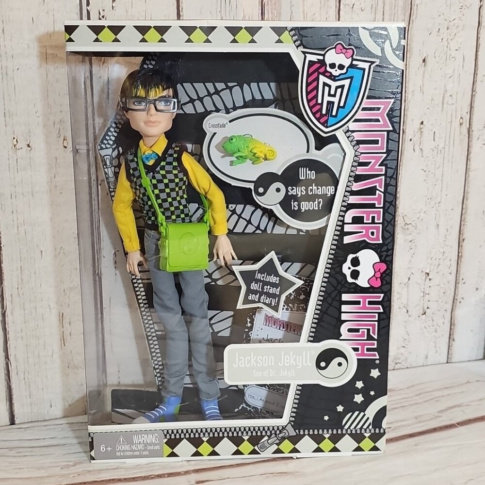Monster High Jackson Jekyll Doll NIB Diary Pet Glasses Bag First Wave X3649 NIB